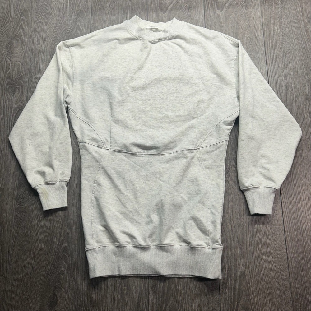 T by Alexander Wang Gray Paneled Crewneck Sweatshirt Light Heather Grey
